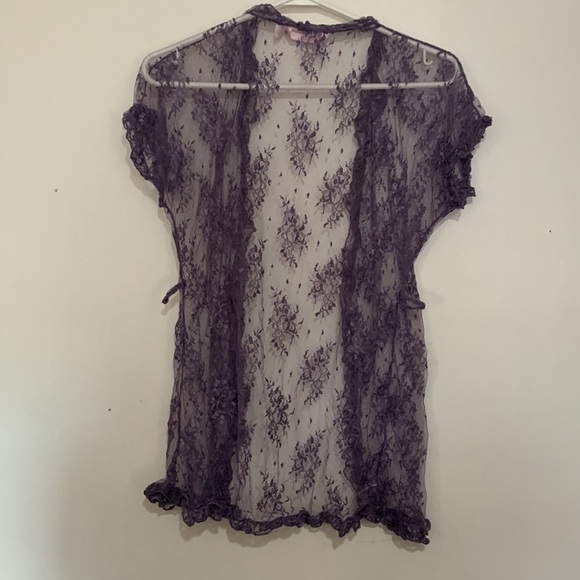 Romantic Purple Lace Kimono Top La Vie en Rose (Size M) - Picture 6 of 7
